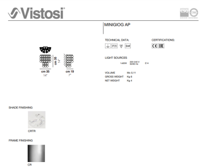 Бра комплект Vistosi MiniGiogali AP (2шт)